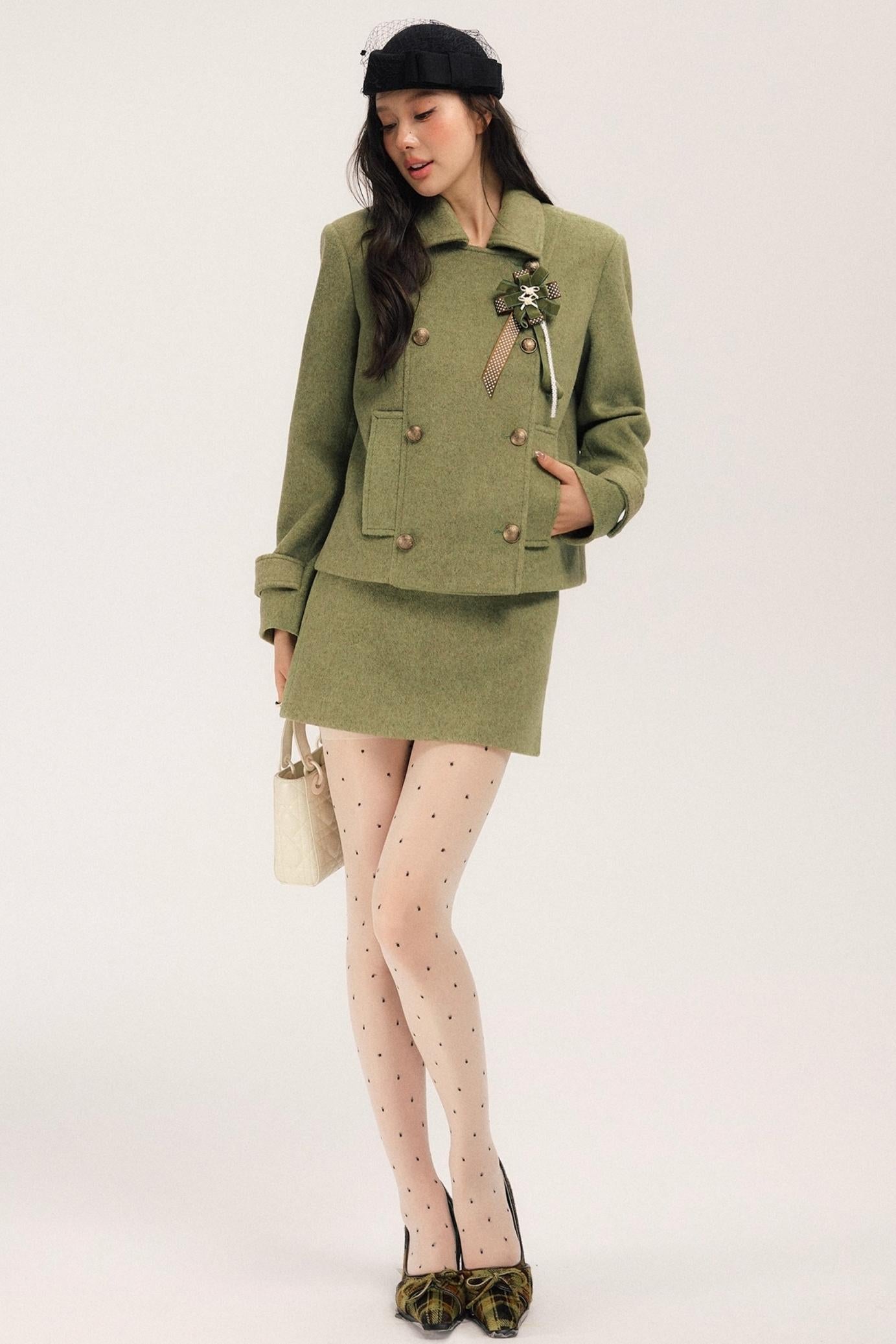 Flight Diary Woolen Jacket & Skirt Set-Up