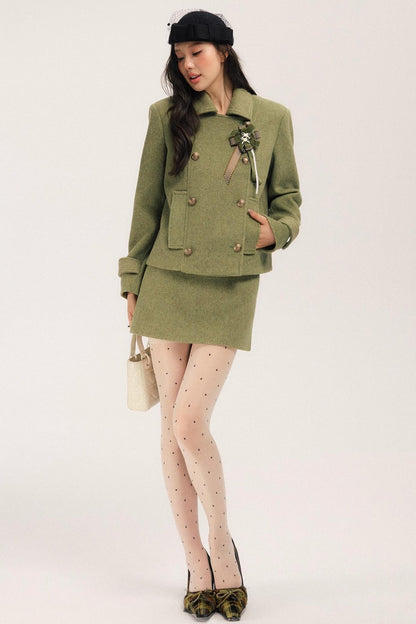 Flight Diary Woolen Jacket & Skirt Set-Up