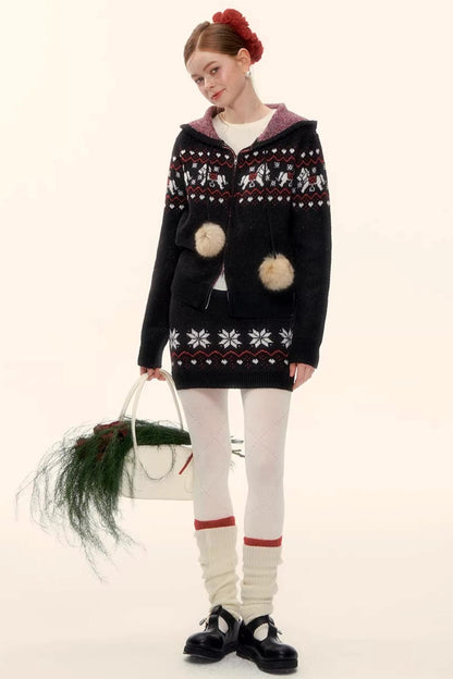 Wool Blend Fair Isle Jacket Set-Up