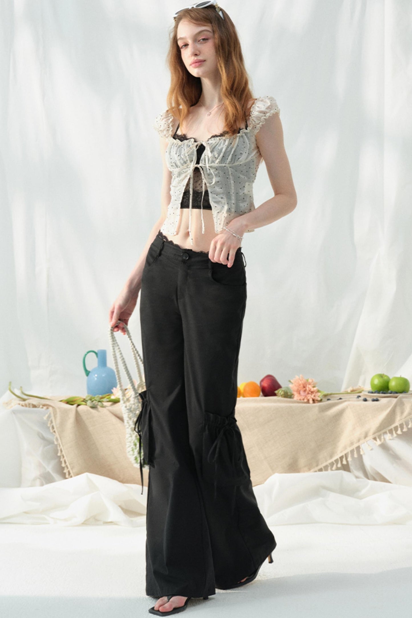 Lace-Trimmed Womens Pants