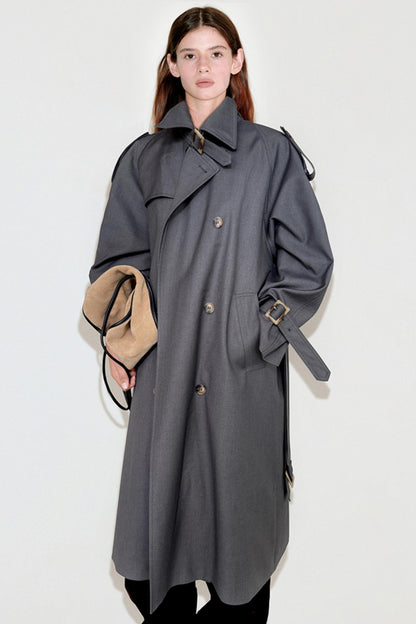 Pleated Silhouette Trench Coat
