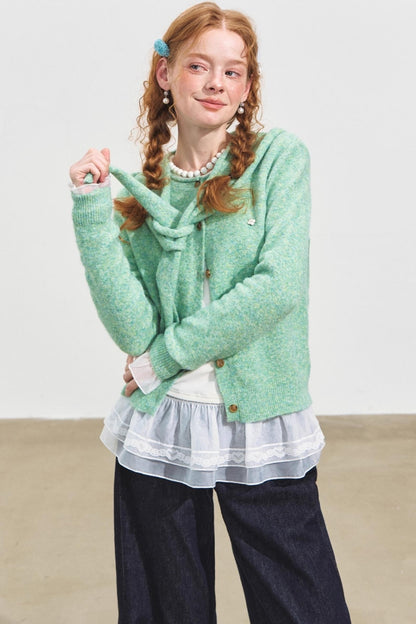 Hooded Shawl Neck Cardigan