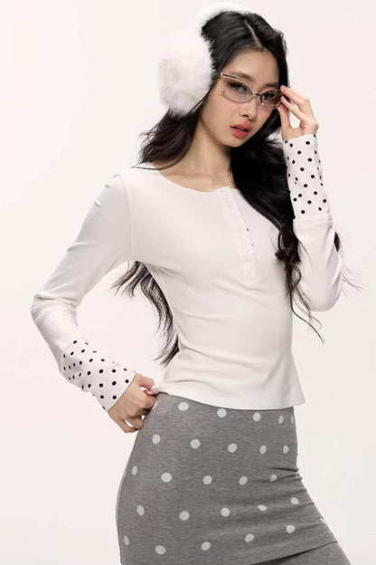 Zircon Polka Dot Knit Top