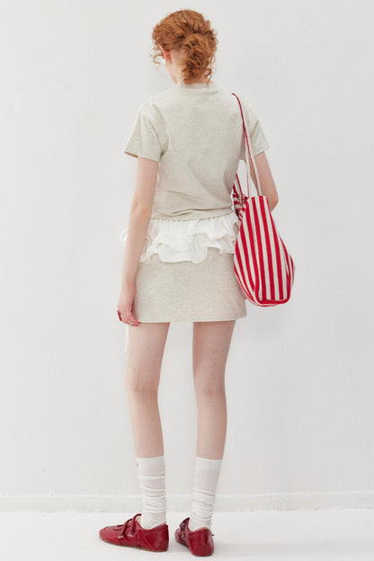 Sporty Gray Tee & Skirt Set-Up