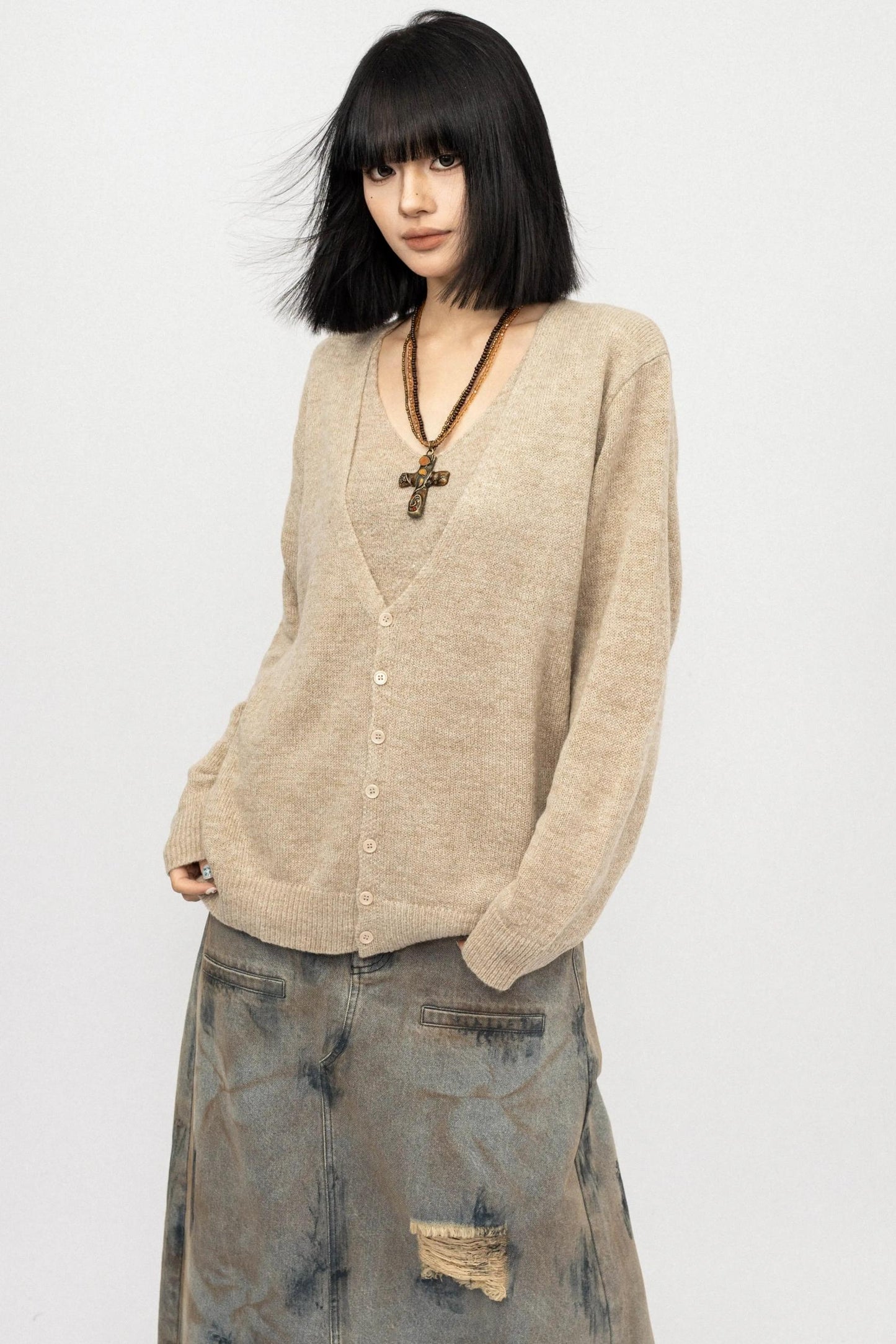 Knitted V-Neck Cardigan