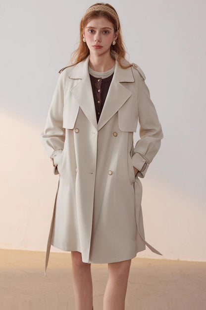 Beige Collar Trench Coat