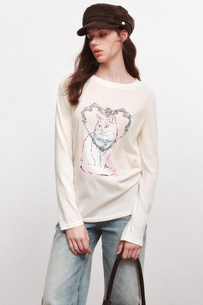 Love Cat Long-Sleeved T-Shirt