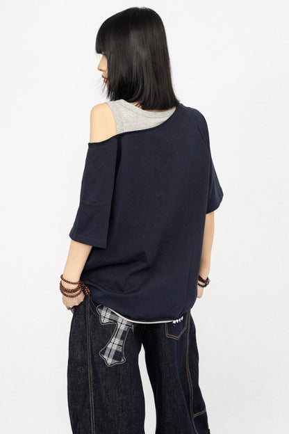 Vintage Off-Shoulder Loose T-Shirt