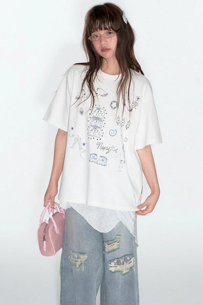 Summer Lace Ripped Wide-Leg Pants