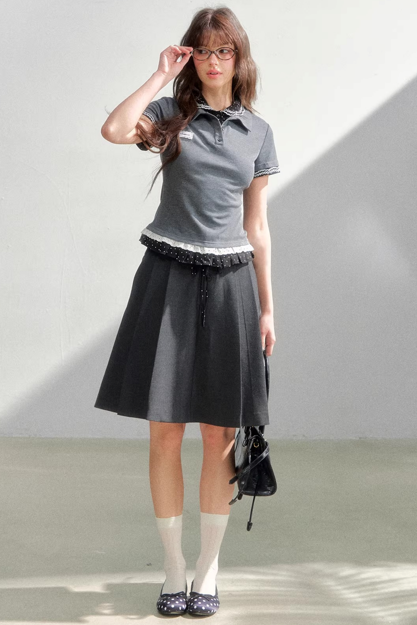 Polka Dot Pleated Skirt