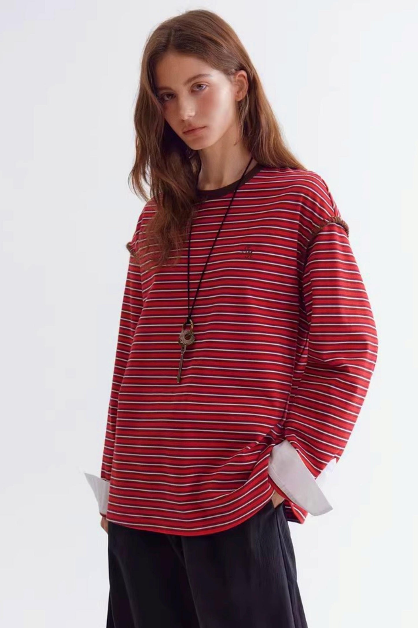 컬러 블록 스트라이프 스웨터