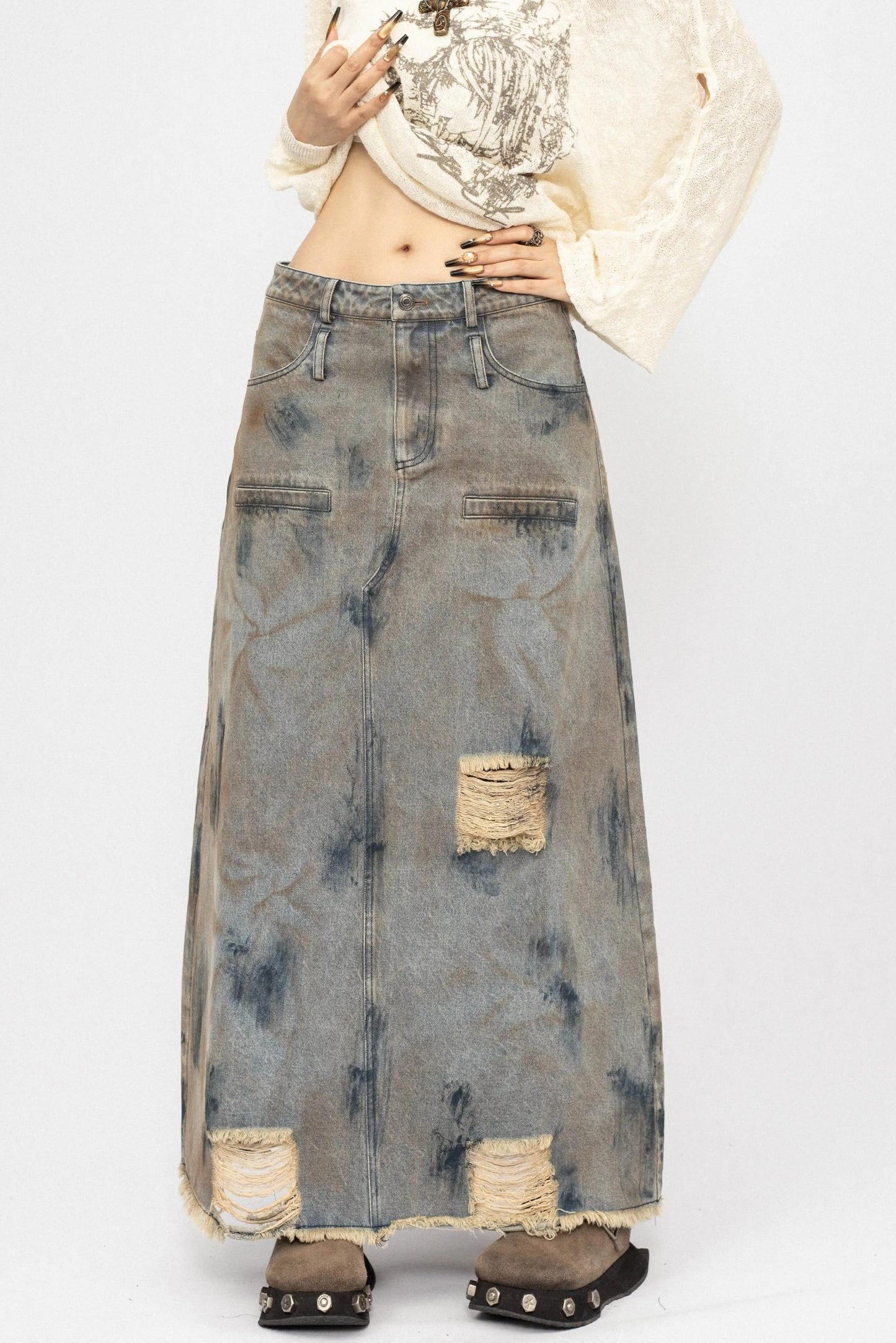 Autumn Spice Girl Denim Skirt