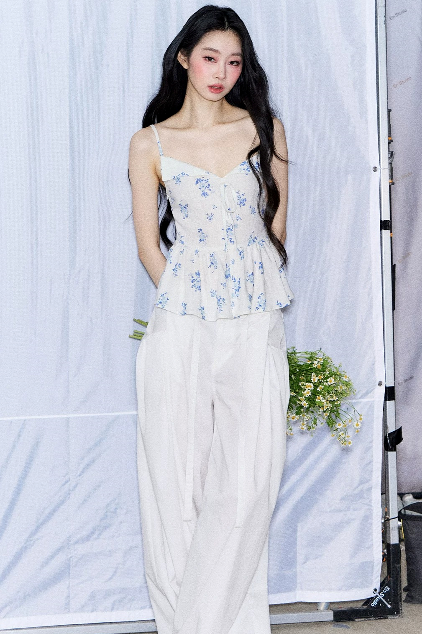 Ruffled Floral Drawstring Vest