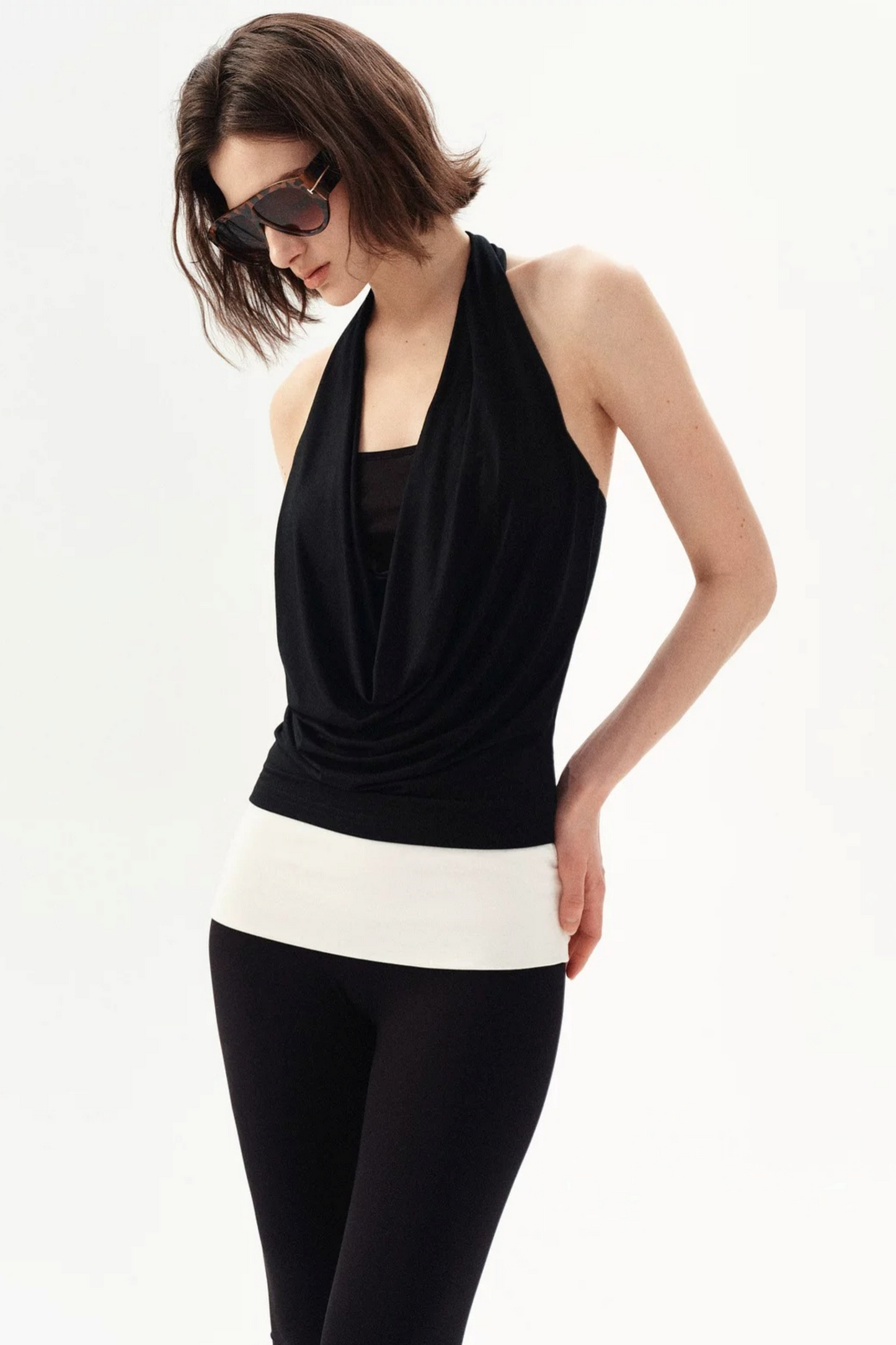 French Beaded Halter Backless Top
