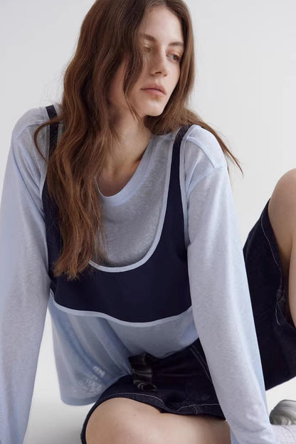 Color-Blocking Two-Piece Top