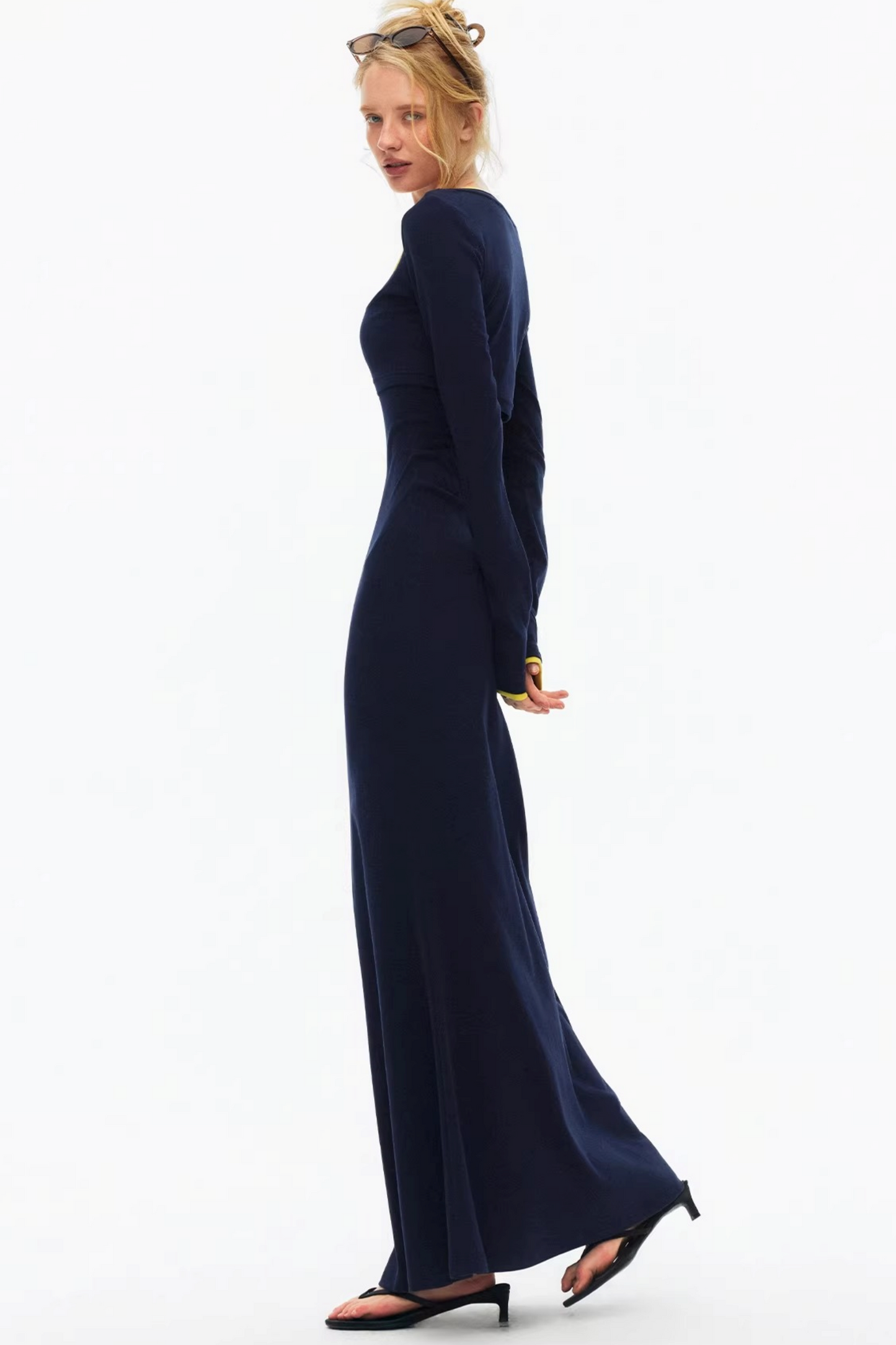 Knitted Color-Blocked Dress Set-Up