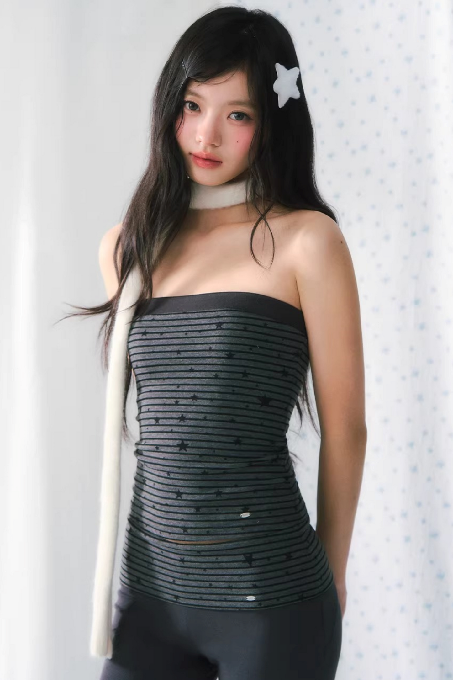 Star Print Striped Tube Top Set-Up