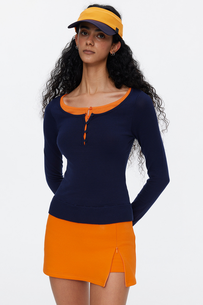 Lyocell Tencel Farbblock-Sweater