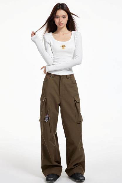 Slimming Square Neck Long Sleeve T-shirt