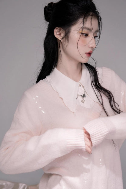 Sweet Lace Collar Lapel Shirt