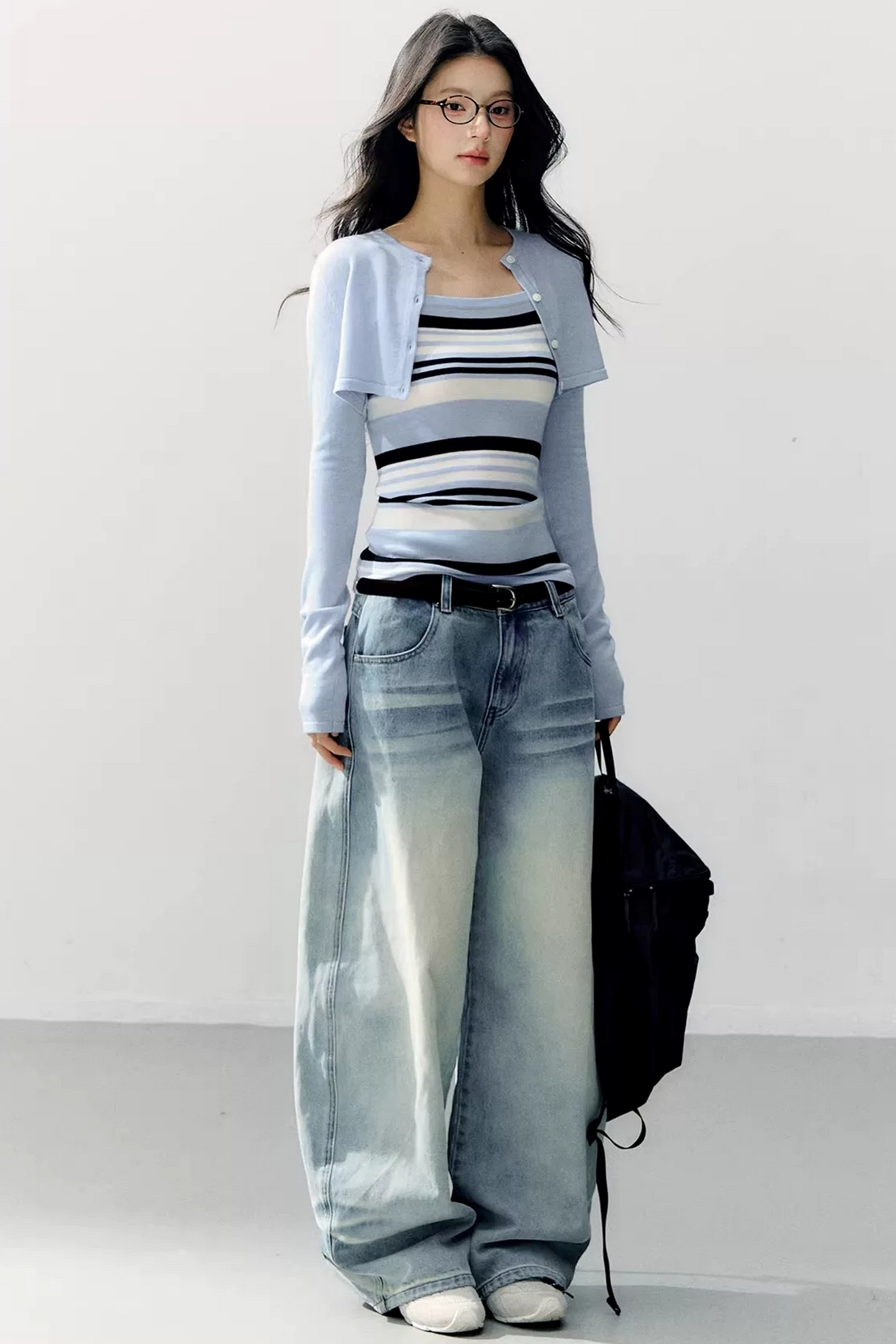 Conjunto de blusa de tirantes a rayas