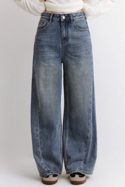 Retro Modern Blue Straight Jeans