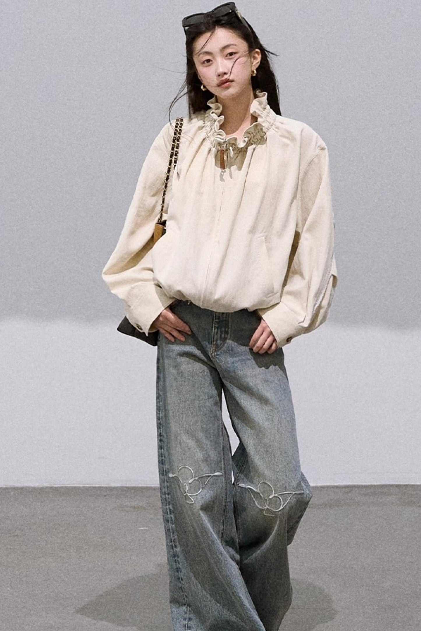 Lyocell Embroidered Drawstring Jacket Set-Up