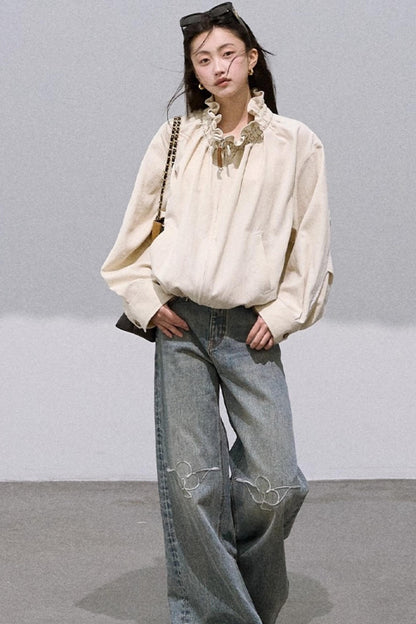 Lyocell Embroidered Drawstring Jacket Set-Up