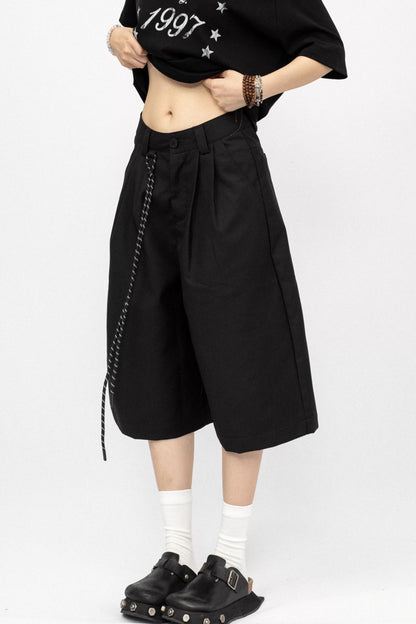 Casual Black Loose Shorts