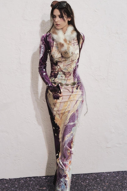 Velvet V-Neck Mermaid Dress