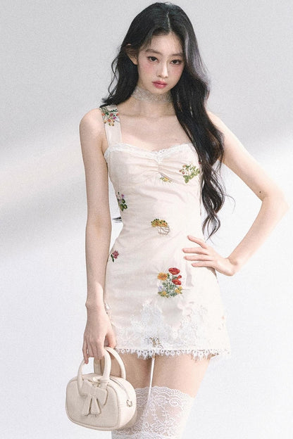 One-Shoulder Lace Mini Dress