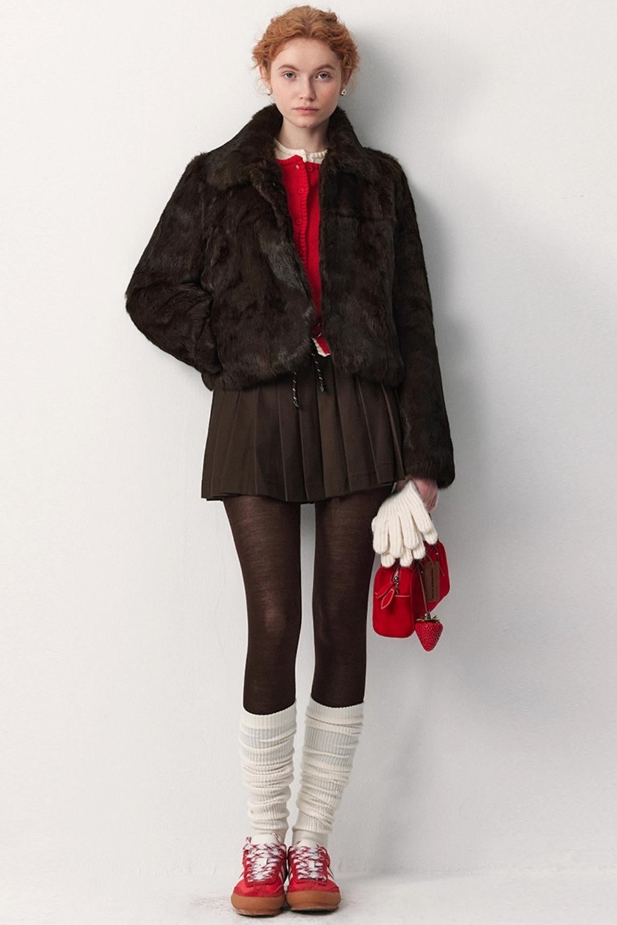 Coffee-Colored Rabbit Fur Coat