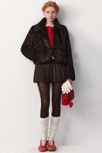 Coffee-Colored Rabbit Fur Coat