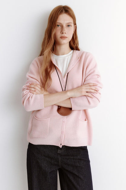 Soft Cashmere Hooded Knitted Cardigan