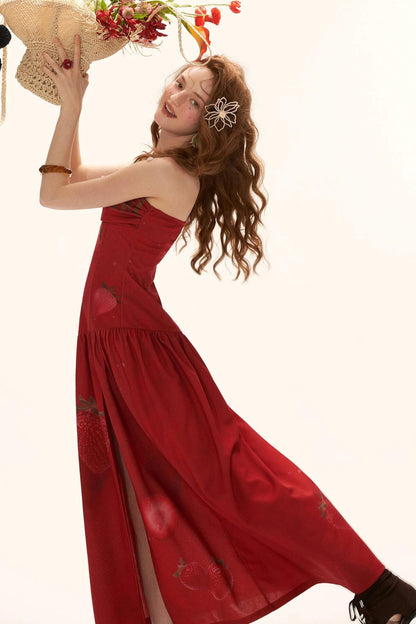 Strawberry Strapless Summer Dress