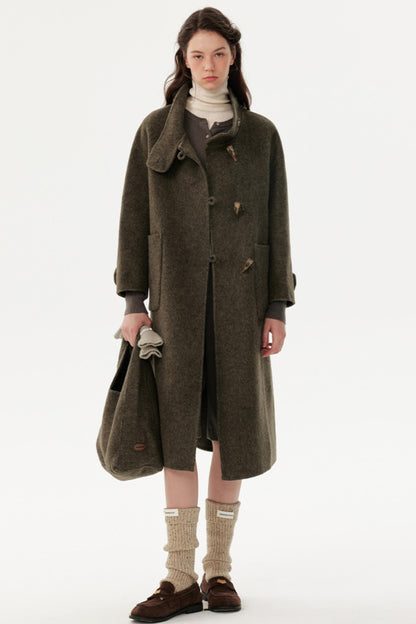 Collar Wool Reversible Coat & Bag Set