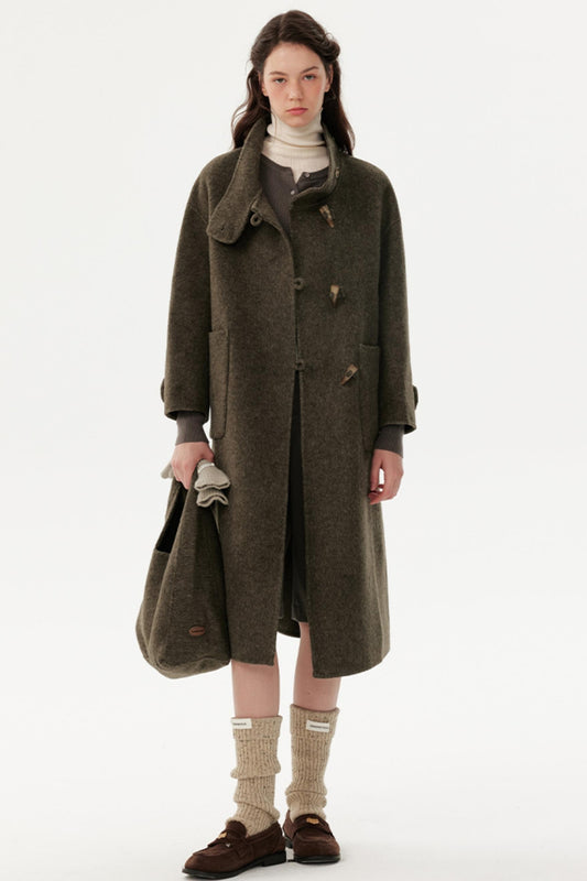 Collar Wool Reversible Coat & Bag Set