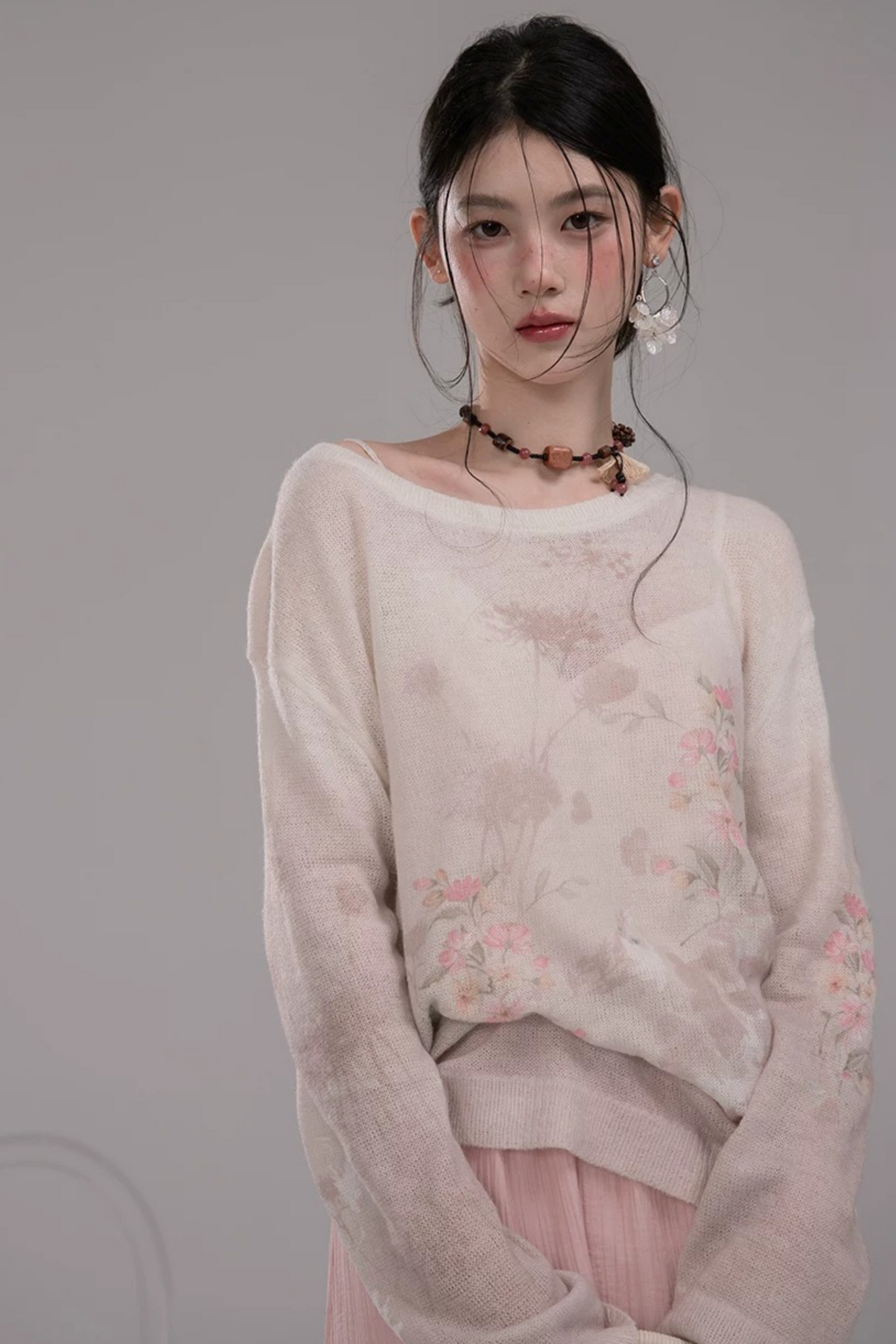 Blusa de Punto Degradado Caqui Rosa