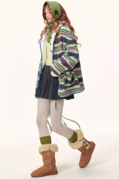 Imitation Cashmere Hooded Jacket