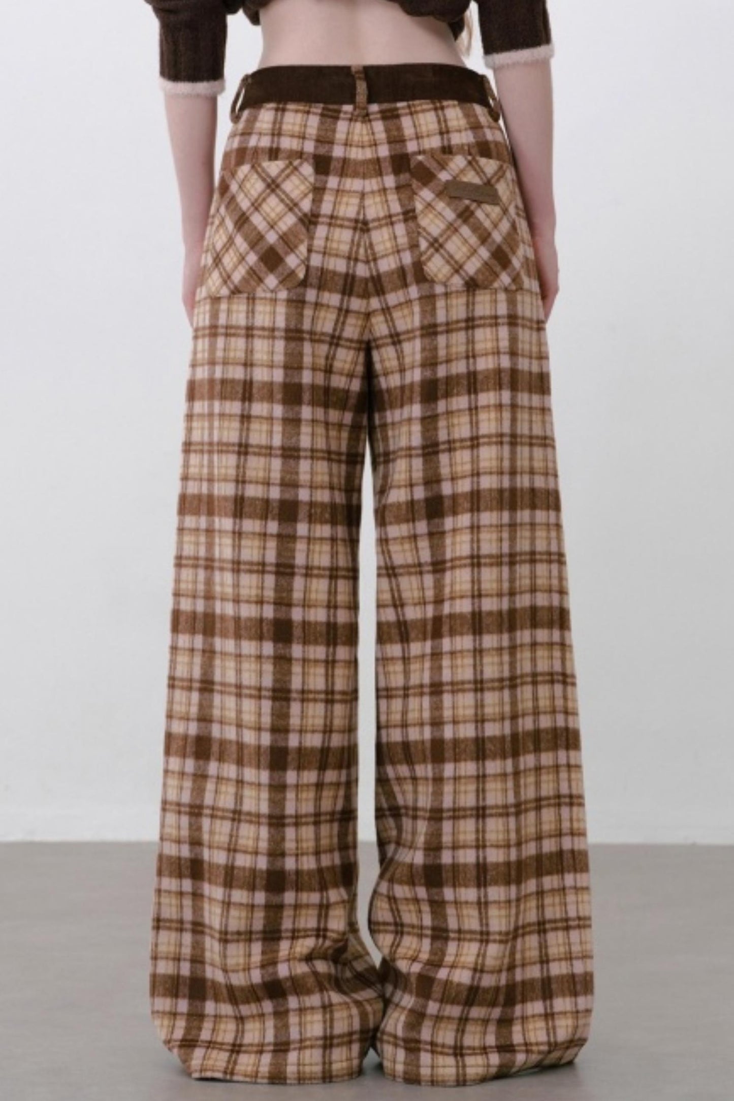 Retro Style Plaid Wide-Leg Pants