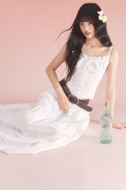 High-Waisted Jacquard A-Line Skirt