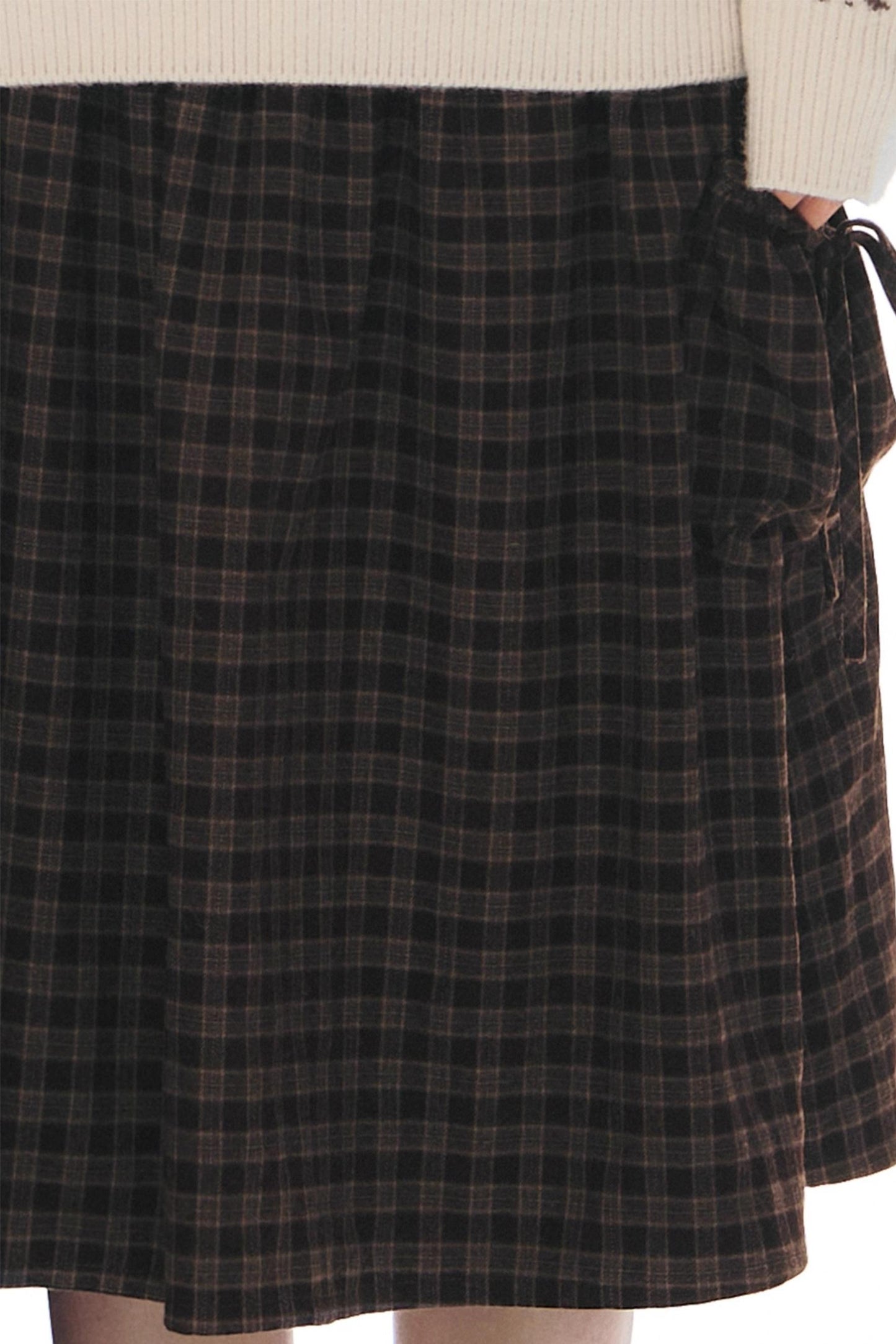 Plaid Woolen Midi Skirt