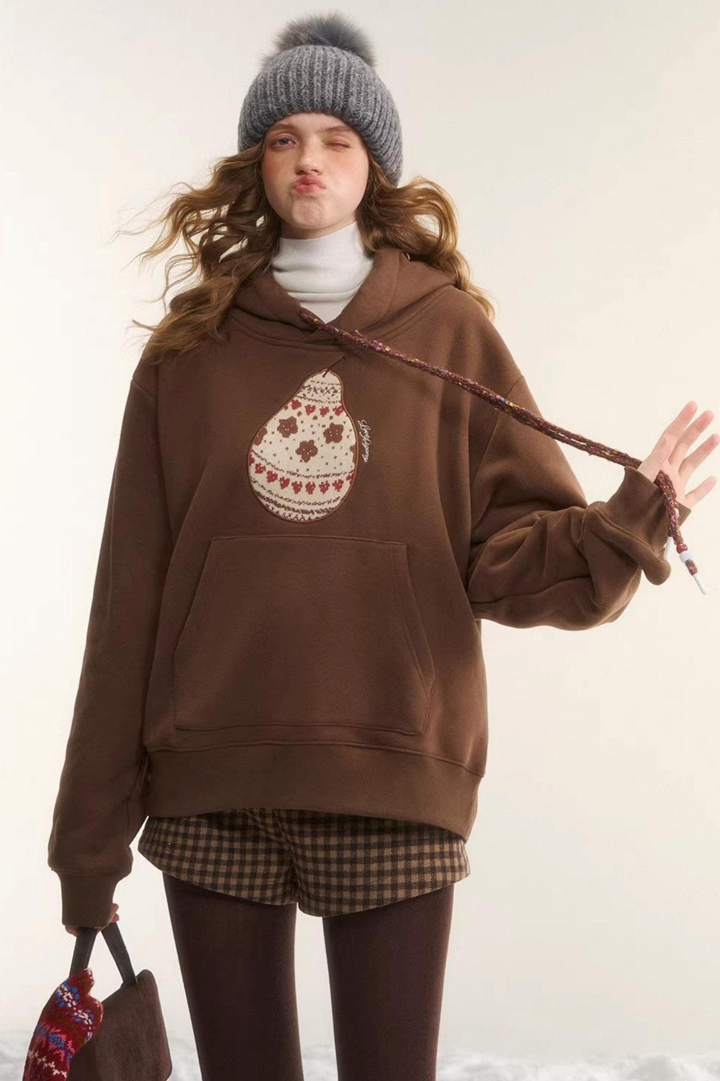 Brushed Fair Isle Hooded Top