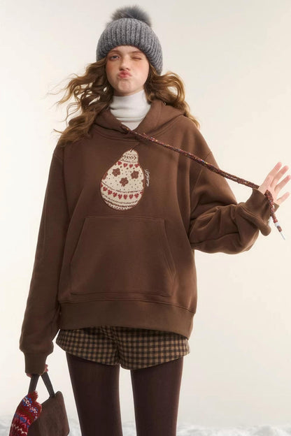 Brushed Fair Isle Hooded Top