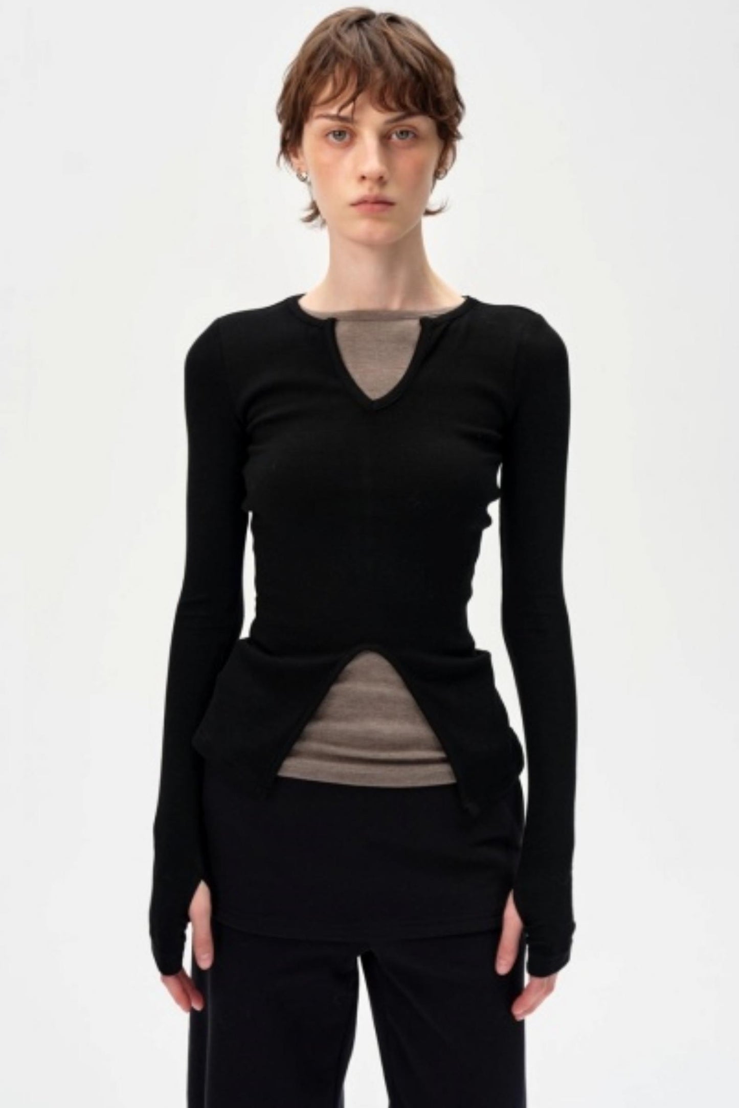 V-Neck Slim Fit Panel Base Top