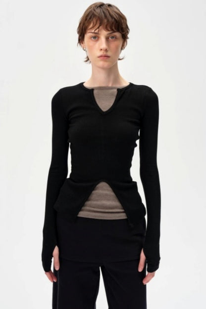 V-Neck Slim Fit Panel Base Top