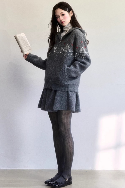 Frosting Jacquard Knit Jacket Set-Up