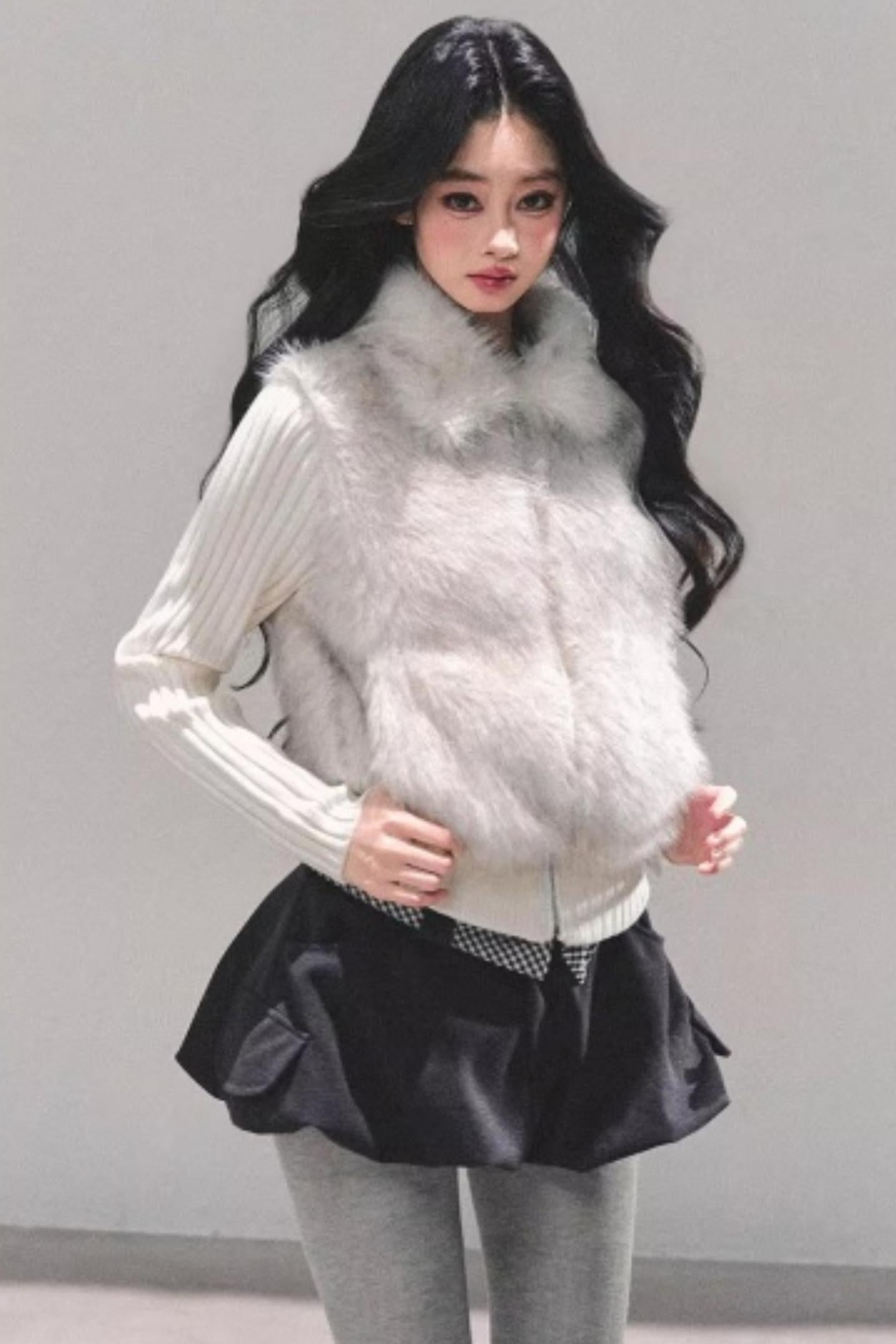 Faux Fur Leopard Knit Jacket