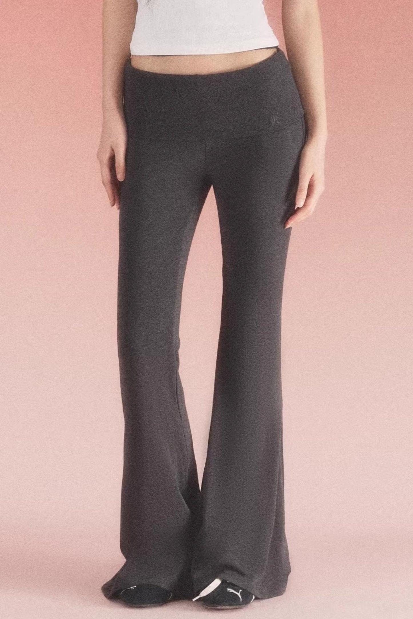 Pantalones de punto con cinturilla doblada