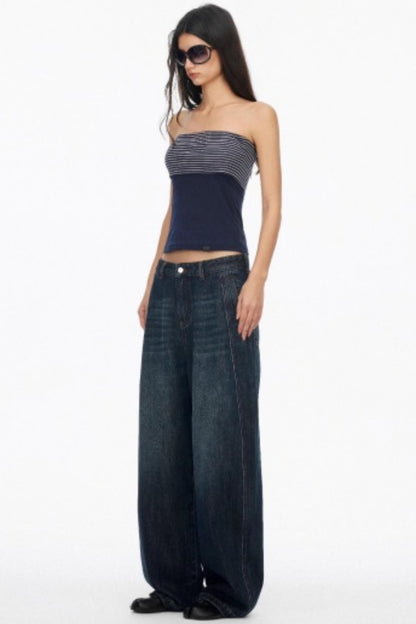 Distressed Cat Whiskers Straight Jeans